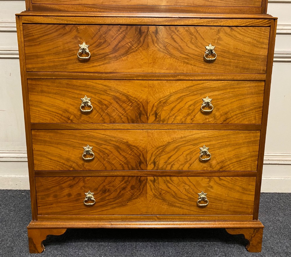 Burr Walnut Chest on Chest of Drawers View VII