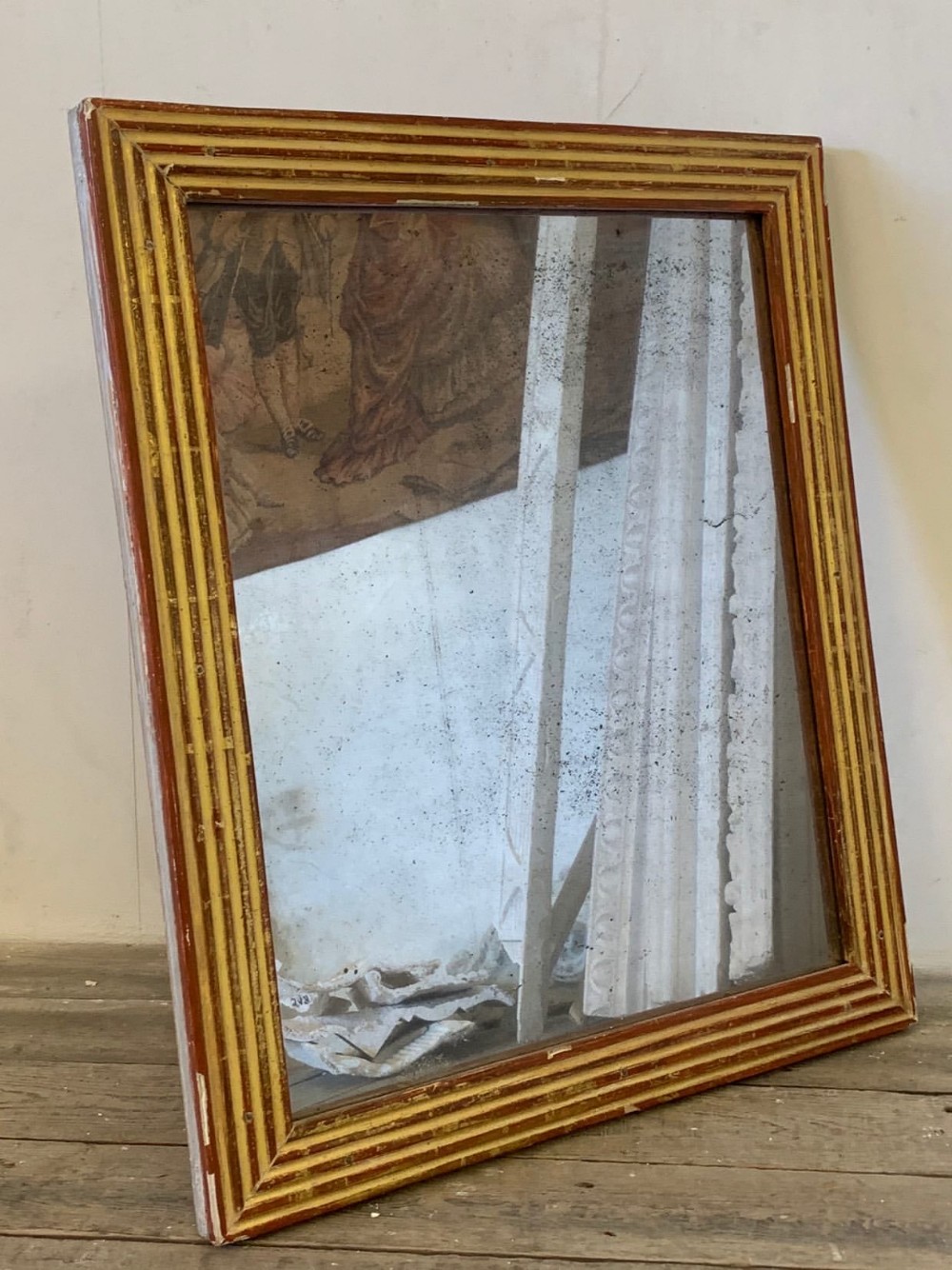 French Gilt Wood Reeded Mirror