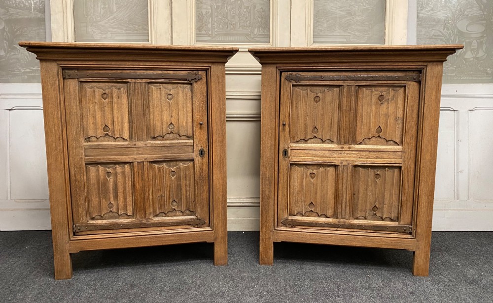 Pair French Bleached Oak Cabinets View II