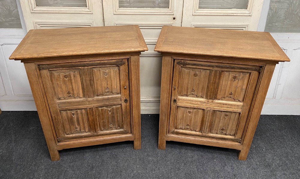 Pair French Bleached Oak Cabinets View III