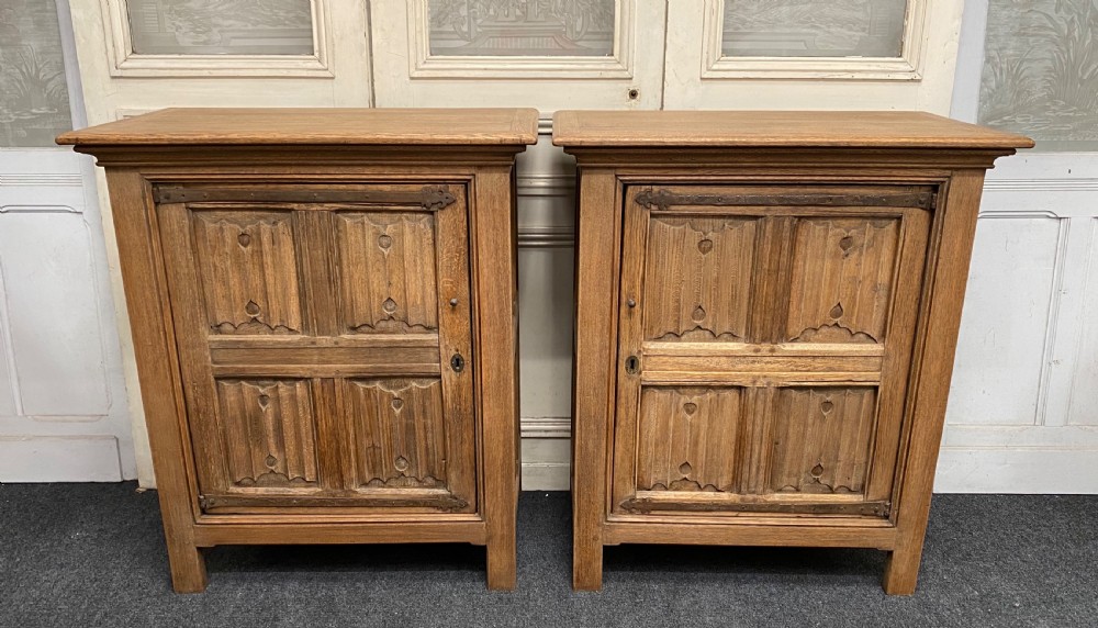 Pair French Bleached Oak Cabinets View IV