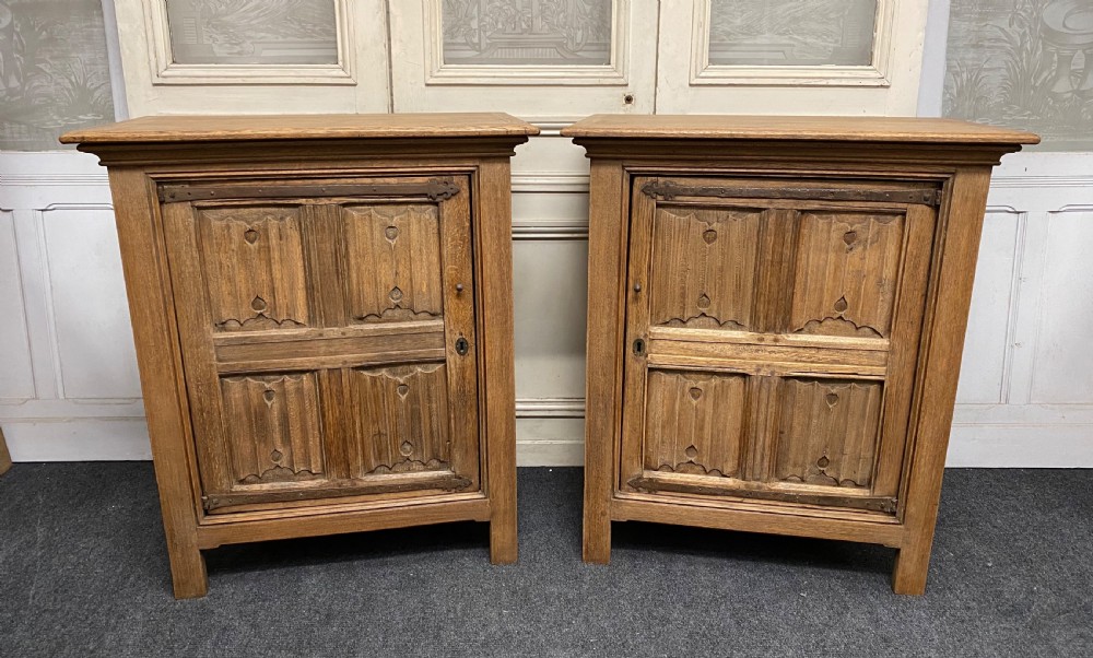 Pair French Bleached Oak Cabinets View V