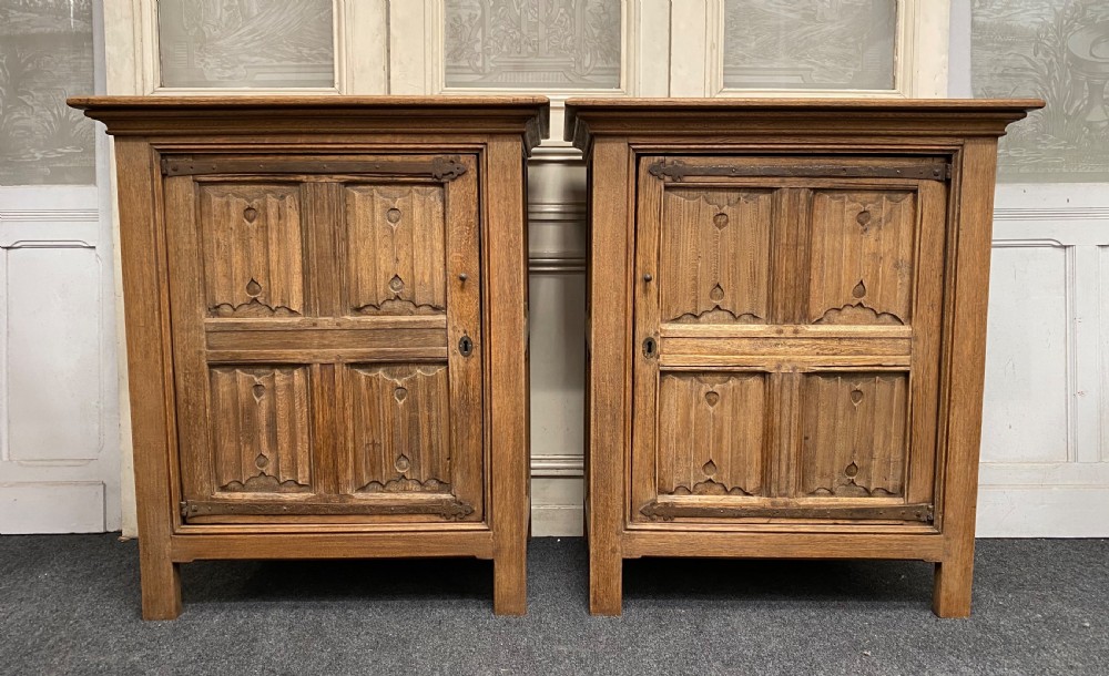Pair French Bleached Oak Cabinets View VI