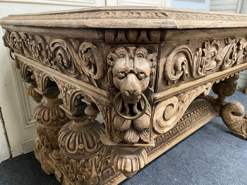 Bleached Oak Carved Dolphin Centre Table View II