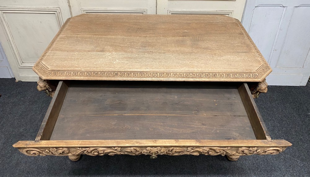 Bleached Oak Carved Dolphin Centre Table View IV