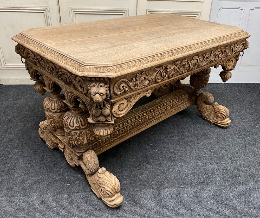 Bleached Oak Carved Dolphin Centre Table View V
