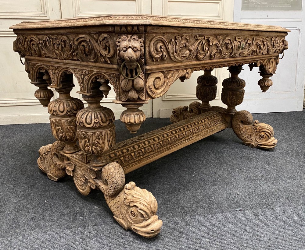 Bleached Oak Carved Dolphin Centre Table View VI