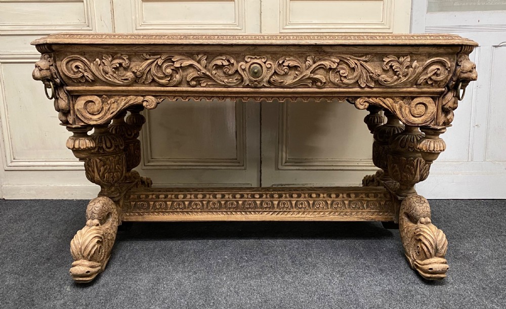 Bleached Oak Carved Dolphin Centre Table View VII
