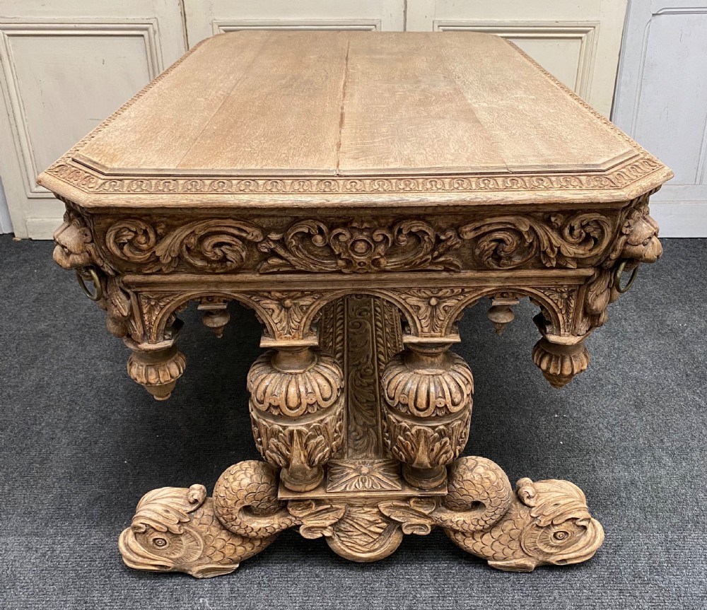 Bleached Oak Carved Dolphin Centre Table View VIII
