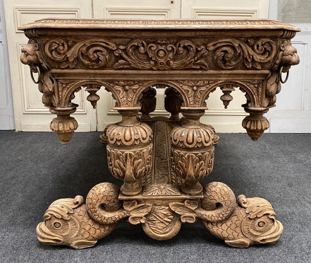 Bleached Oak Carved Dolphin Centre Table View IX