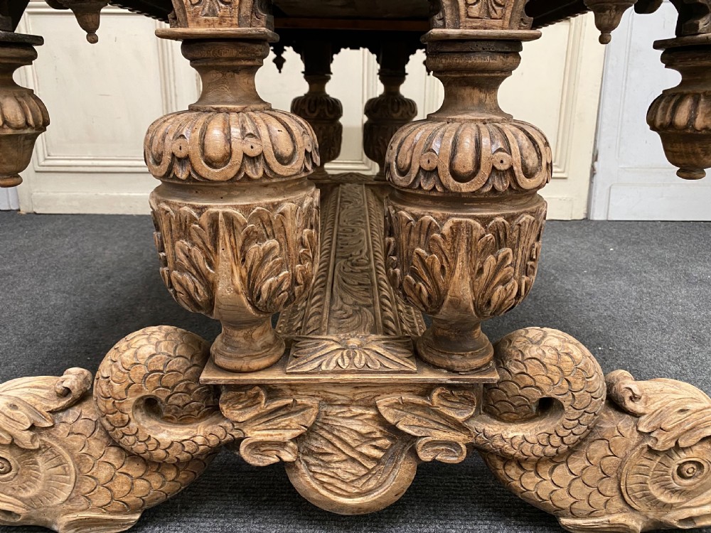 Bleached Oak Carved Dolphin Centre Table View XI