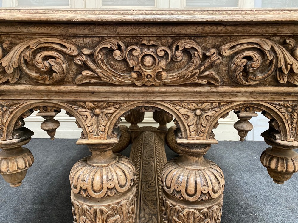 Bleached Oak Carved Dolphin Centre Table View XII