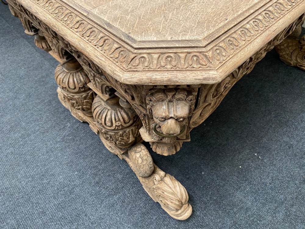 Bleached Oak Carved Dolphin Centre Table View XIV