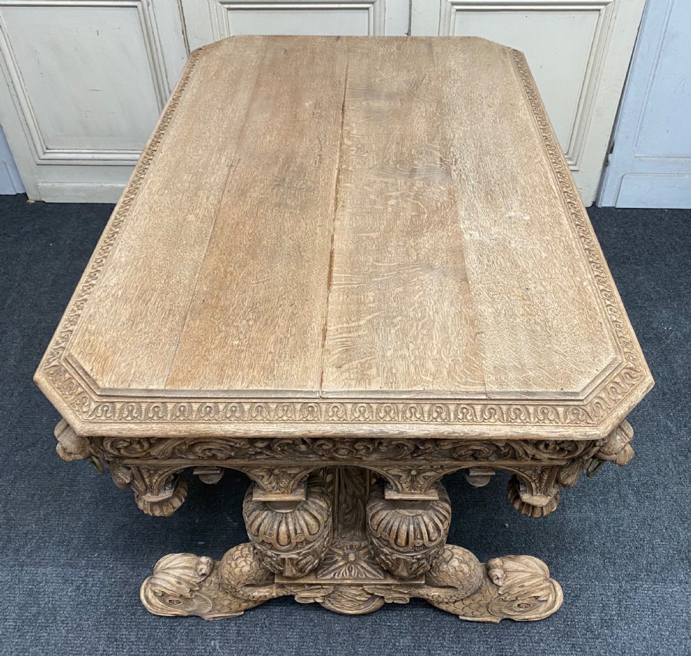 Bleached Oak Carved Dolphin Centre Table View XVI