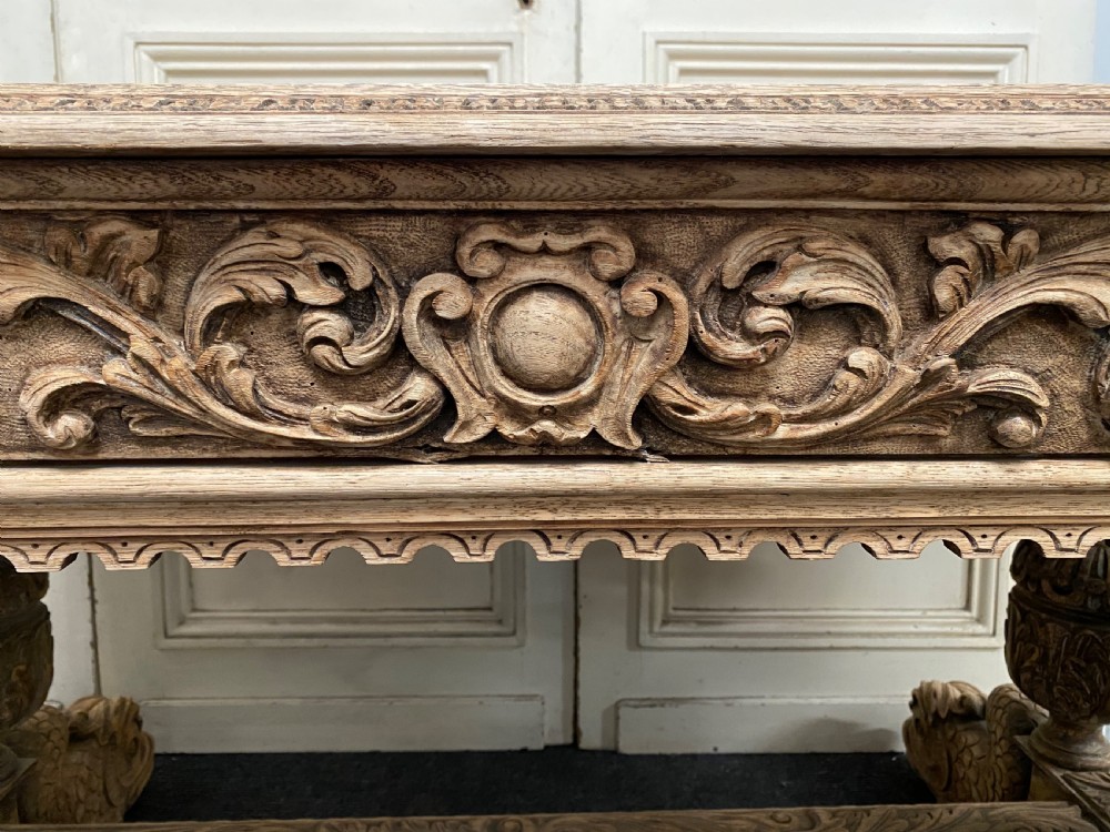 Bleached Oak Carved Dolphin Centre Table View XVII