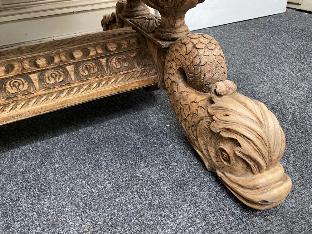 Bleached Oak Carved Dolphin Centre Table View XVIII