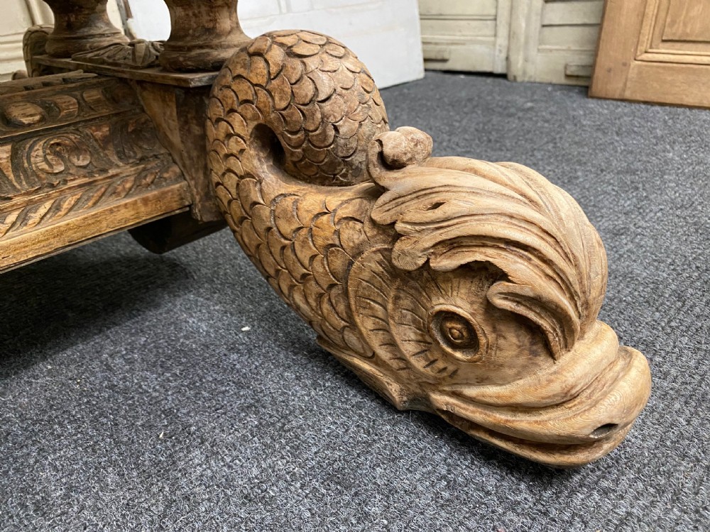 Bleached Oak Carved Dolphin Centre Table View XIX