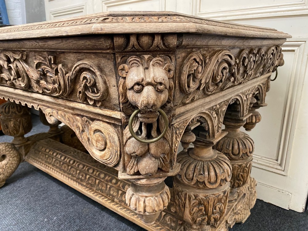 Bleached Oak Carved Dolphin Centre Table View XX