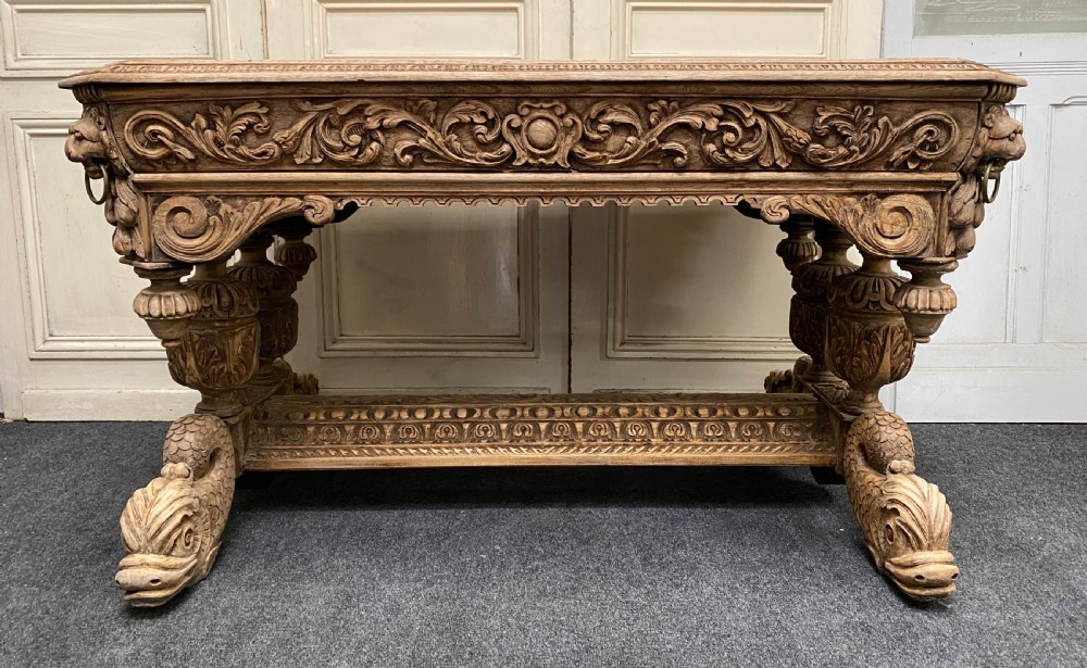 Bleached Oak Carved Dolphin Centre Table View XXII