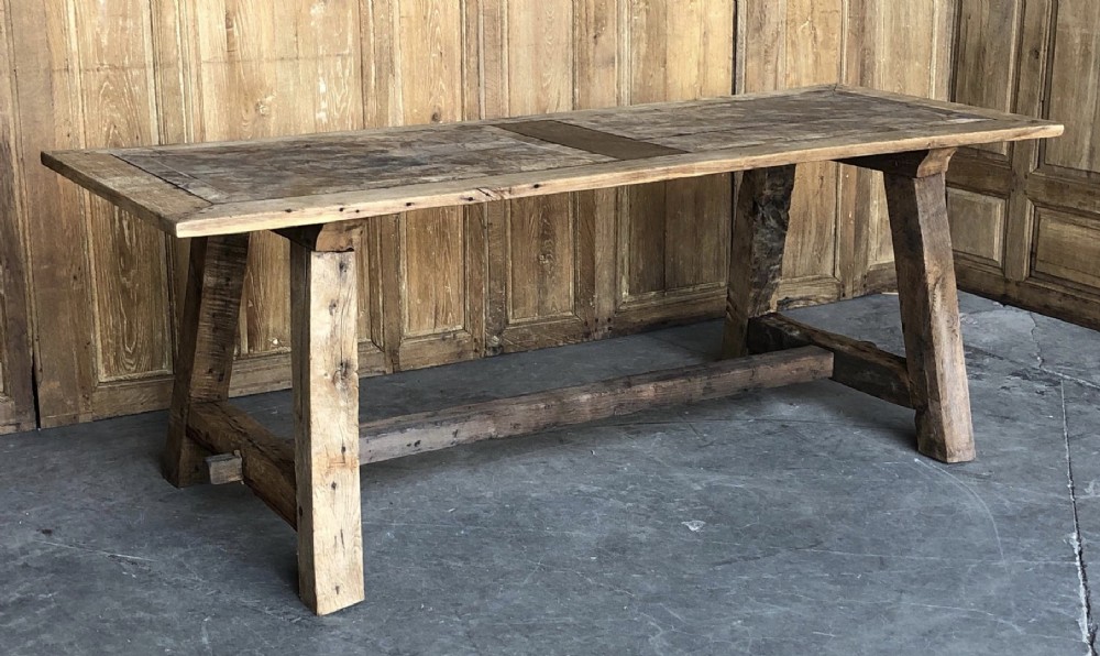 Primitive Oak & Walnut Farmhouse Table