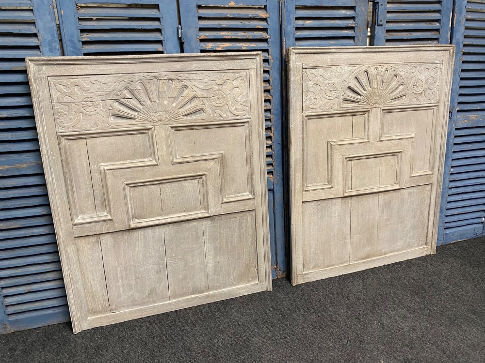 Pair Large Decorated Oak Wall Panels View VII