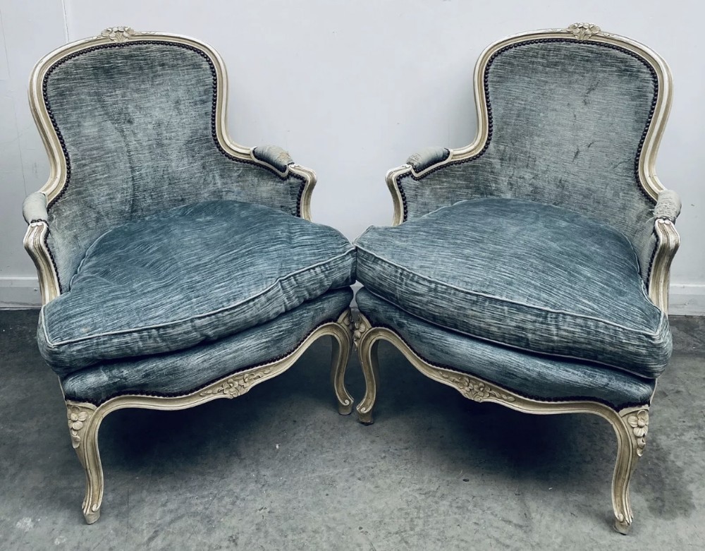 Pair French Bergere Arm Chairs