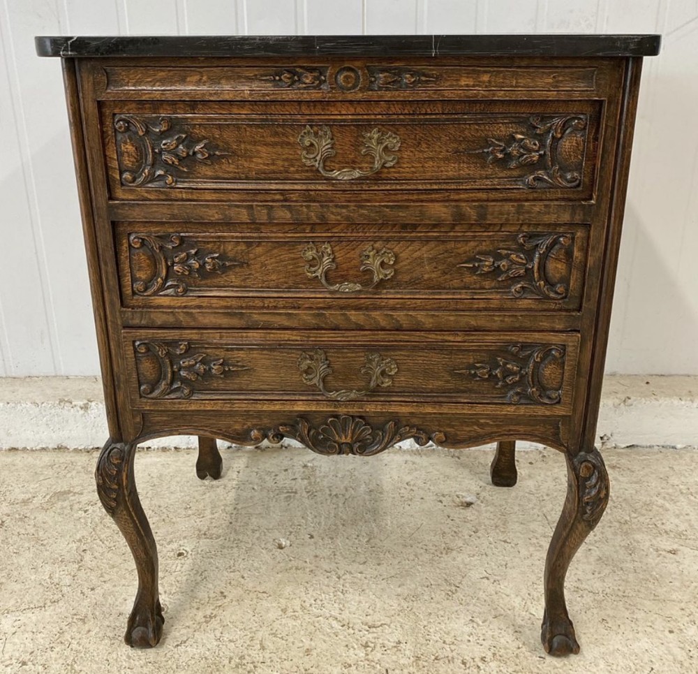 French Oak Chest with Marble Top