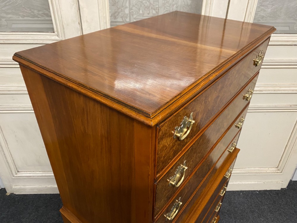 Burr Walnut Chest on Chest of Drawers View XI