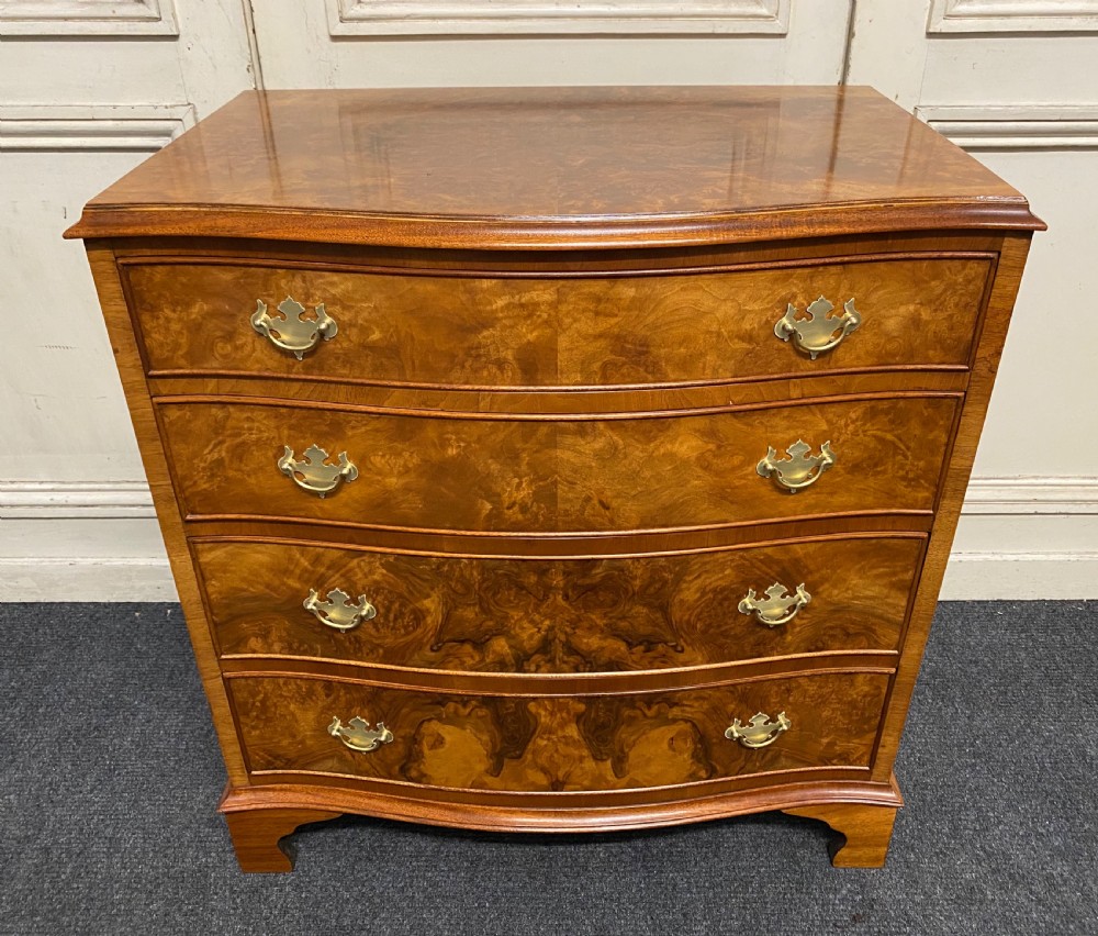 Burr Walnut Serpentine Chest of Drawers View II