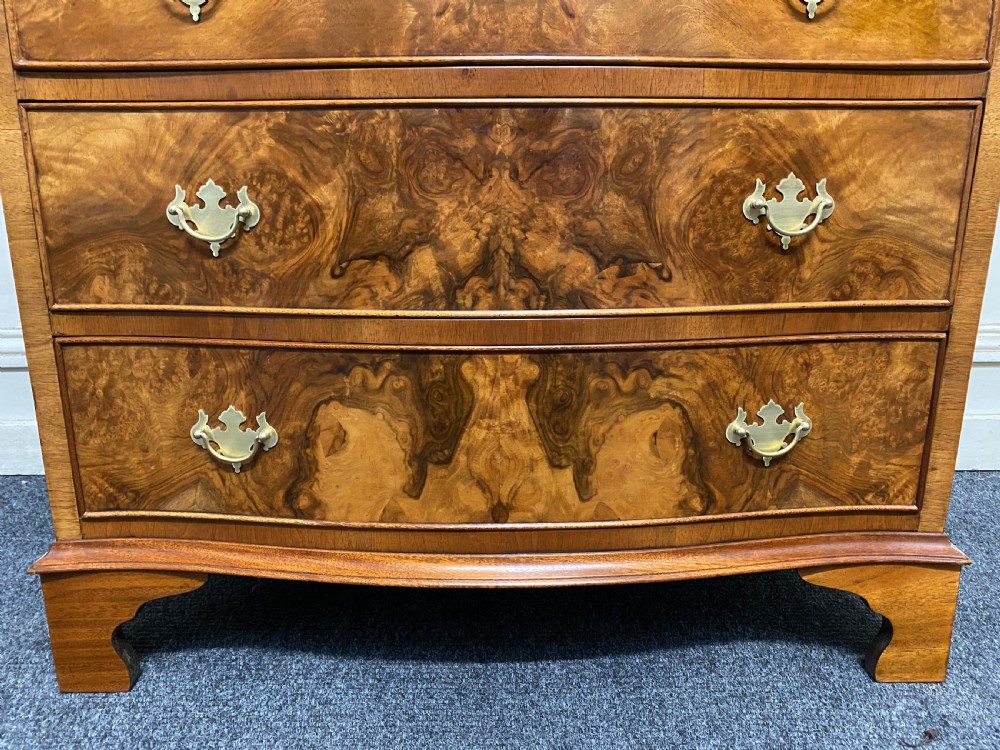 Burr Walnut Serpentine Chest of Drawers View III
