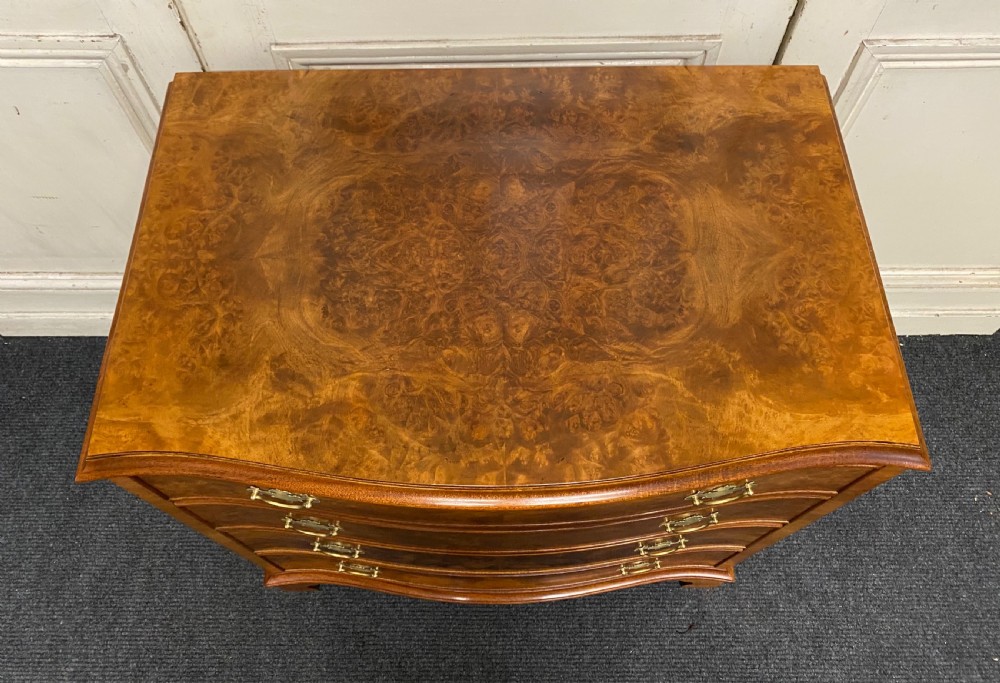 Burr Walnut Serpentine Chest of Drawers View IV