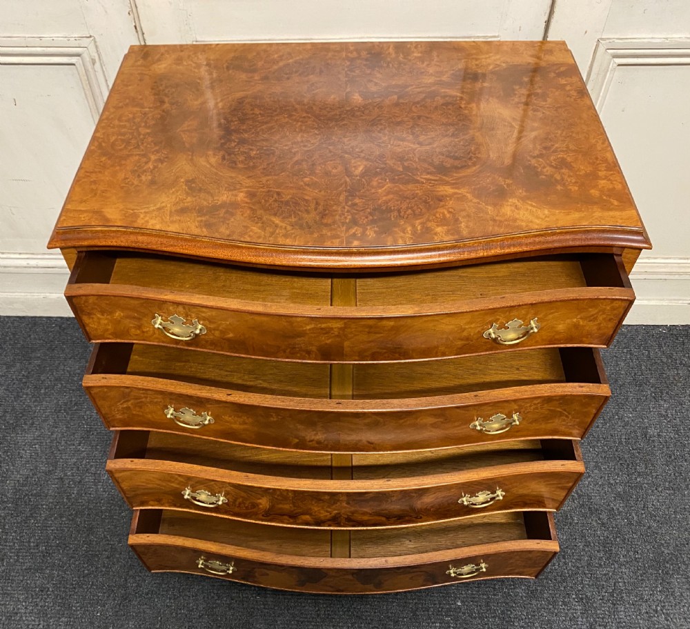 Burr Walnut Serpentine Chest of Drawers View V