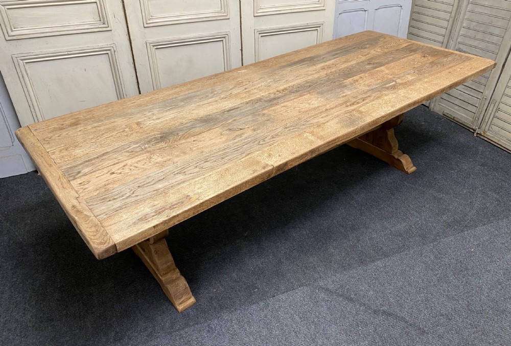 Large French Oak Farmhouse Trestle Table View II