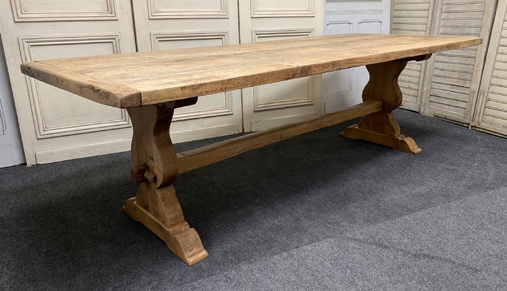 Large French Oak Farmhouse Trestle Table View IV