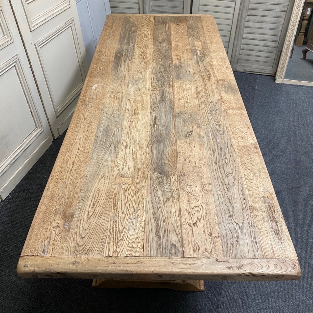 Large French Oak Farmhouse Trestle Table View V