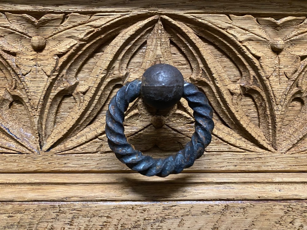 French Gothic Bleached Oak Sideboard  View VI
