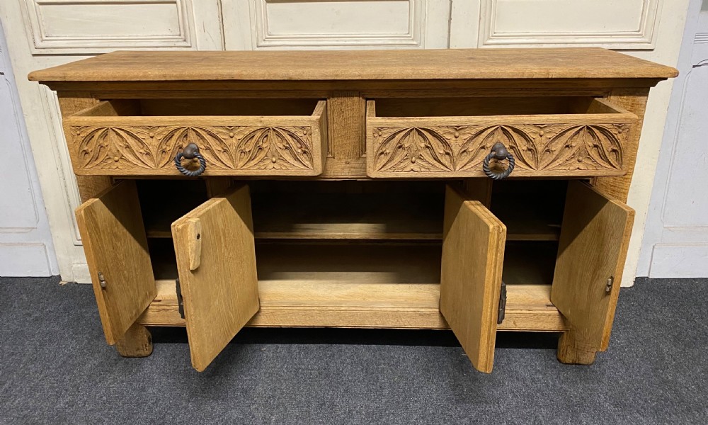 French Gothic Bleached Oak Sideboard  View VII