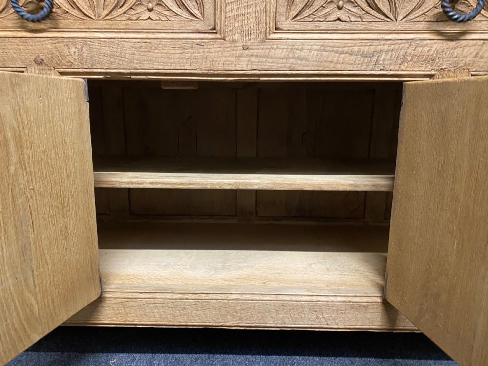 French Gothic Bleached Oak Sideboard  View IX