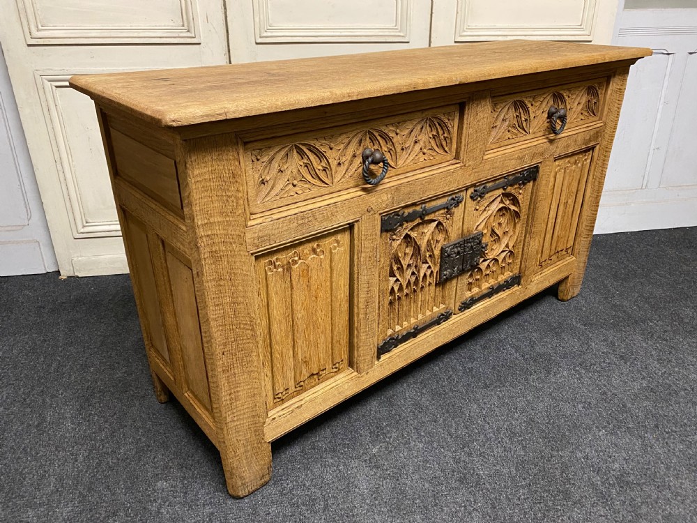 French Gothic Bleached Oak Sideboard  View XIII