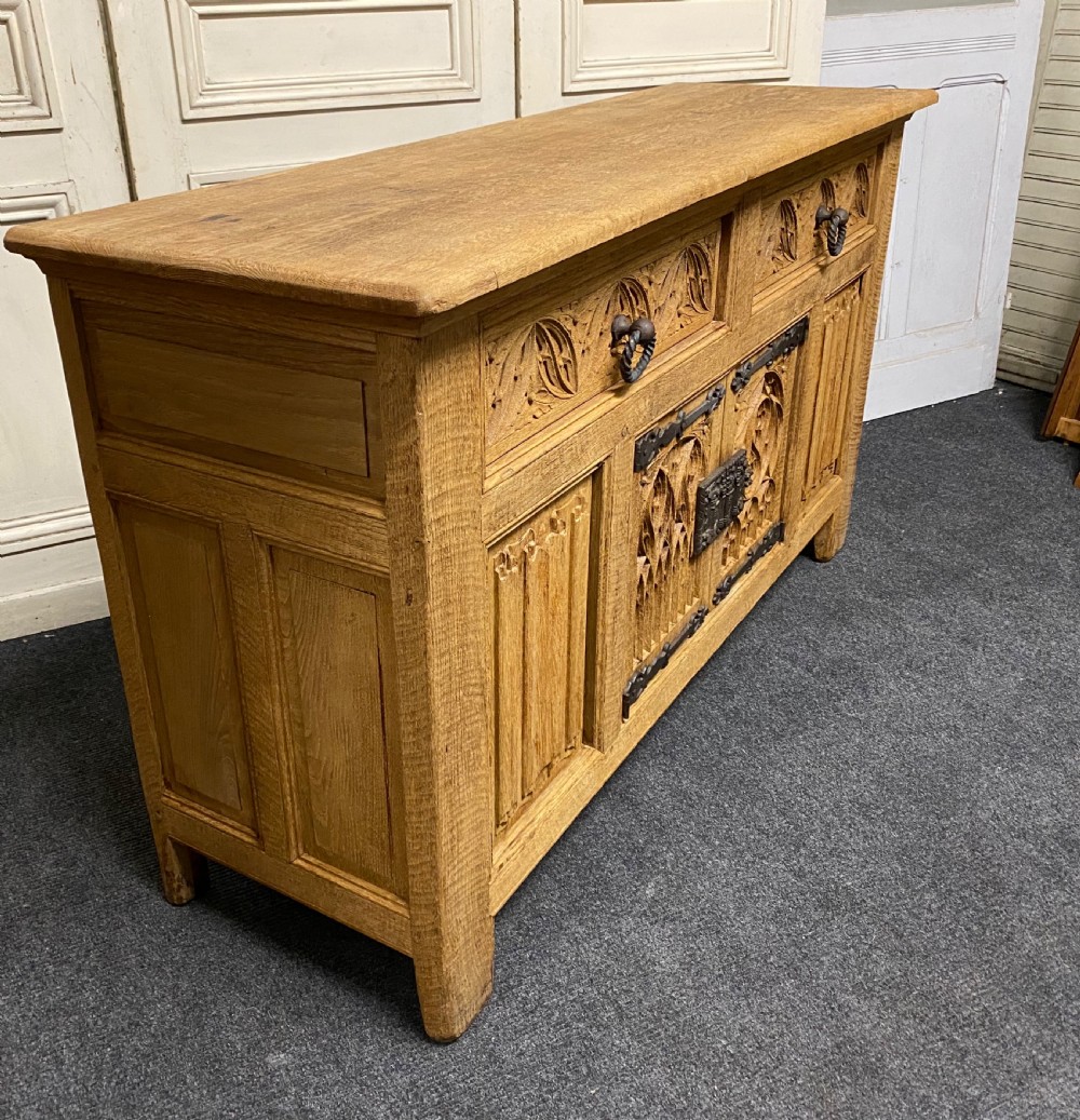 French Gothic Bleached Oak Sideboard  View XIV
