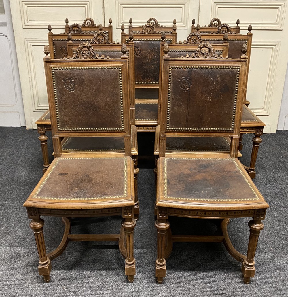 Set 10 French Walnut Dining Chairs View III