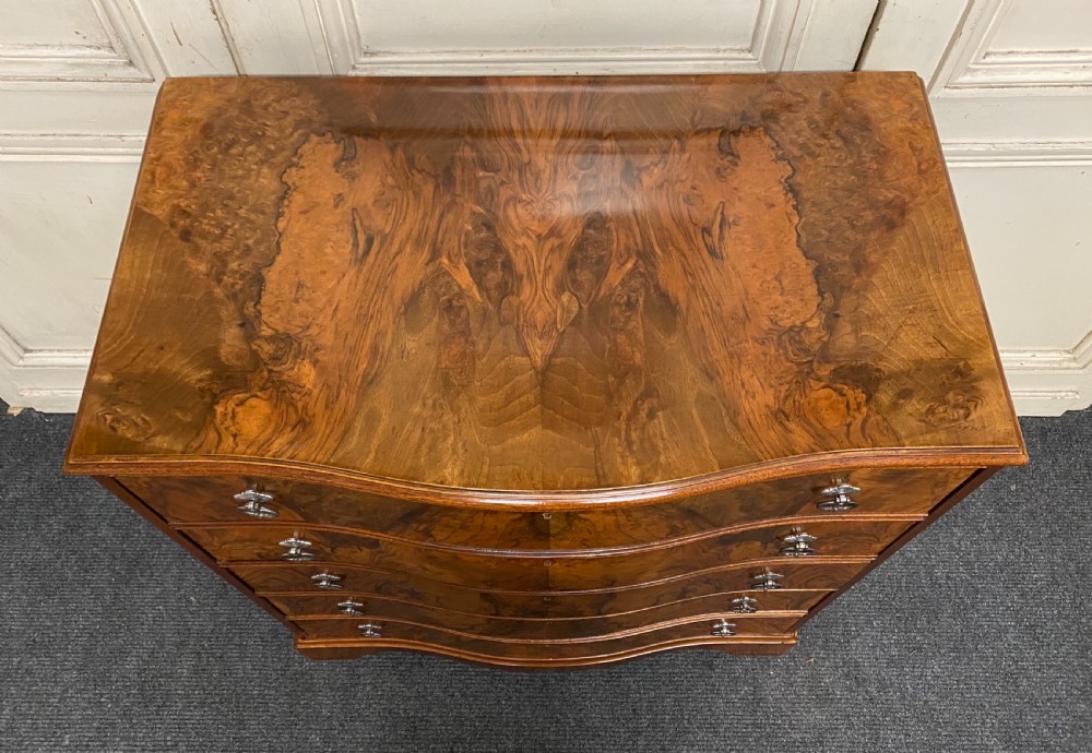 Burr Walnut Serpentine Chest of Drawers View IV