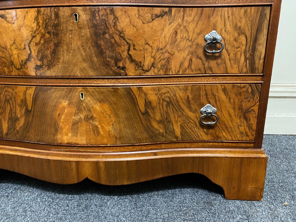 Burr Walnut Serpentine Chest of Drawers View V