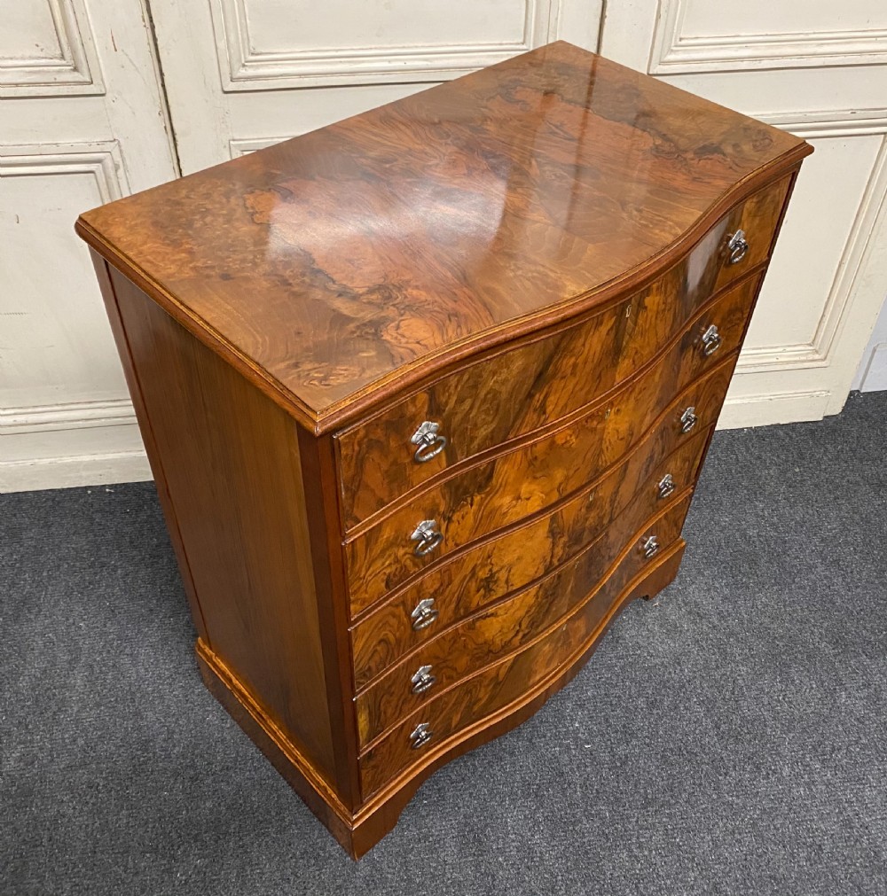 Burr Walnut Serpentine Chest of Drawers View VI