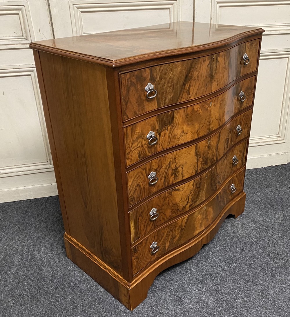 Burr Walnut Serpentine Chest of Drawers View VIII