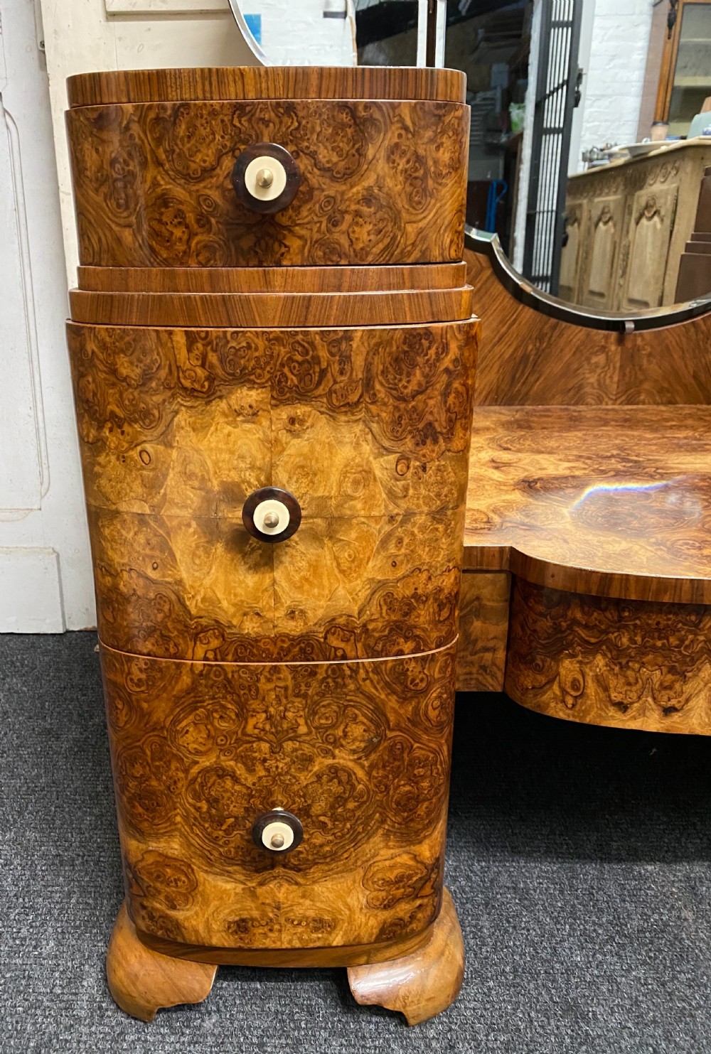 Superb Art Deco Burr Walnut Dressing Table View II