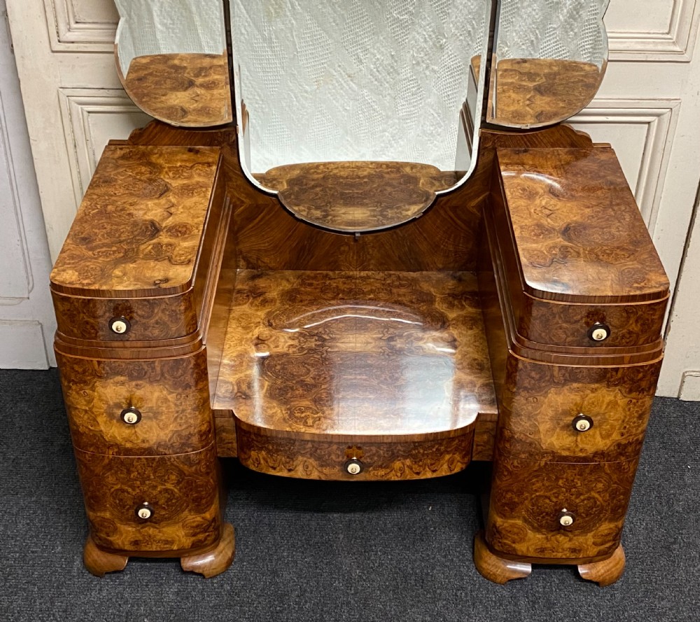 Superb Art Deco Burr Walnut Dressing Table View VI