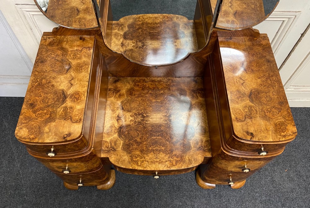 Superb Art Deco Burr Walnut Dressing Table View XVI