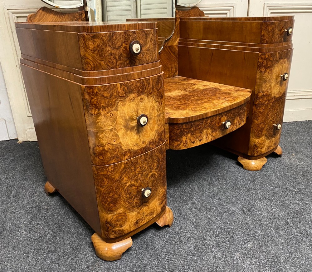Superb Art Deco Burr Walnut Dressing Table View XXII
