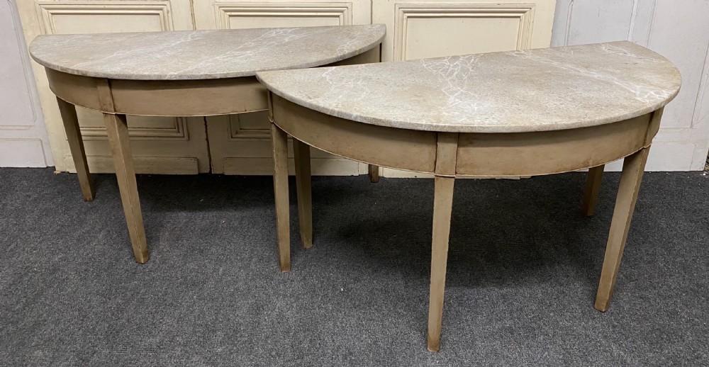 Pair Georgian Painted Demi Lune Console Tables View II